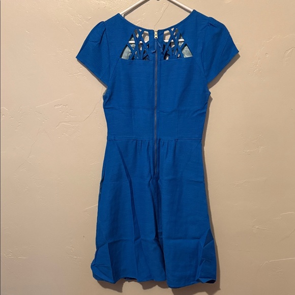 Anthropologie Mauve Blue Dress with Cutout Design 2 - Picture 7 of 9